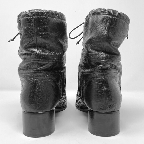 Chanel Black Quilted Patent Leather Drawstring Ankle‎ Boots 40 - Picture 5 of 11